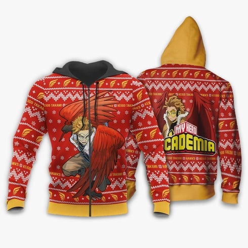 Divesart - Keigo Takami Hawks Ugly Christmas Sweater and Hoodie My Hero Academia Xmas